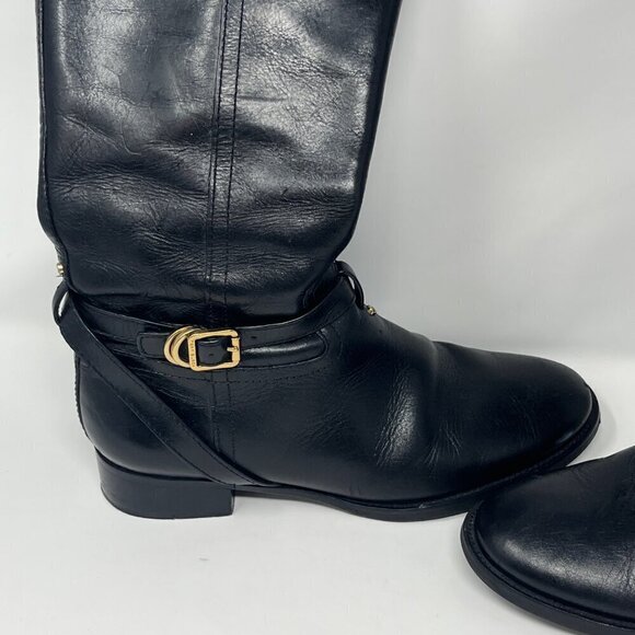 Tory Burch 'Calista' riding boots leather black 8M - Picture 3 of 14